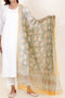 Kota Doria Dupatta In Floral Block Print